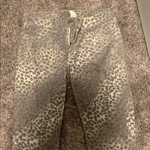 Gray snow leopard jeans